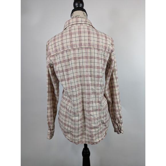 Womens Medium Plaid Flannel Woolrich Button-Up Long Sleeve Snowflake Shirt Top - Picture 3 of 13